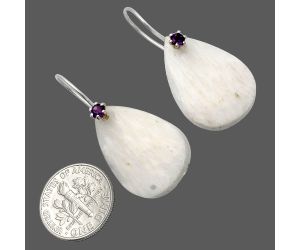White Scolecite and Amethyst Earrings SDE82068 E-1082, 17x24 mm
