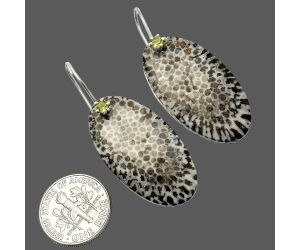 Stingray Coral and Peridot Earrings SDE82077 E-1082, 17x31 mm