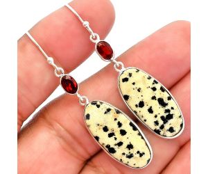 Dalmatian and Garnet Earrings SDE82154 E-1002, 11x24 mm