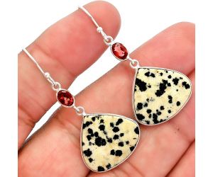 Dalmatian and Garnet Earrings SDE82166 E-1002, 18x20 mm