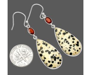 Dalmatian and Garnet Earrings SDE82203 E-1002, 14x26 mm