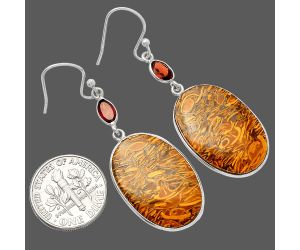 Coquina Fossil Jasper and Garnet Earrings SDE82204 E-1002, 16x24 mm
