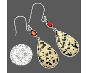 Dalmatian and Garnet Earrings SDE82223 E-1002, 14x23 mm