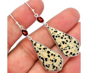 Dalmatian and Garnet Earrings SDE82244 E-1002, 15x31 mm