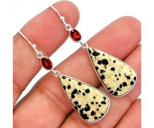 Dalmatian and Garnet Earrings SDE82281 E-1002, 14x25 mm