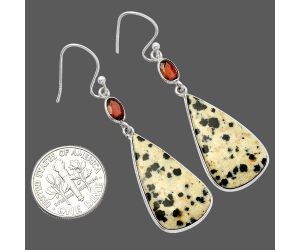 Dalmatian and Garnet Earrings SDE82281 E-1002, 14x25 mm