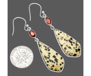 Dalmatian and Garnet Earrings SDE82298 E-1002, 13x27 mm