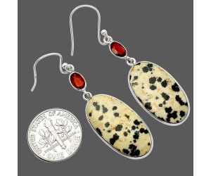Dalmatian and Garnet Earrings SDE82300 E-1002, 13x25 mm