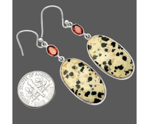 Dalmatian and Garnet Earrings SDE82308 E-1002, 14x25 mm