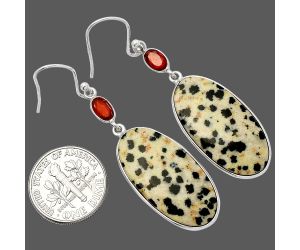 Dalmatian and Garnet Earrings SDE82309 E-1002, 14x27 mm
