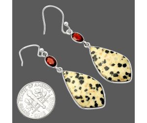 Dalmatian and Garnet Earrings SDE82314 E-1002, 13x24 mm