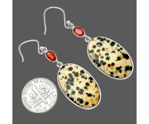 Dalmatian and Garnet Earrings SDE82330 E-1002, 15x25 mm