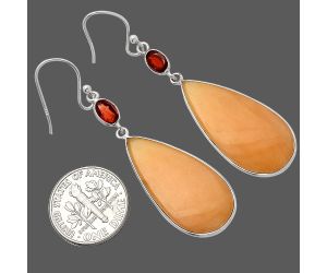 Orange Aventurine and Garnet Earrings SDE82355 E-1002, 14x29 mm