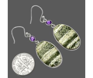 Natural Chrysotile and Amethyst Earrings SDE82379 E-1002, 14x23 mm