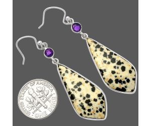 Dalmatian and Amethyst Earrings SDE82383 E-1002, 14x30 mm