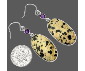 Dalmatian and Amethyst Earrings SDE82394 E-1002, 14x26 mm