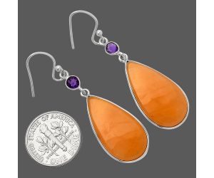 Orange Aventurine and Amethyst Earrings SDE82424 E-1002, 13x25 mm