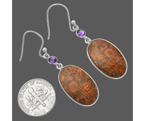 Poppy Jasper and Amethyst Earrings SDE82435 E-1002, 12x20 mm