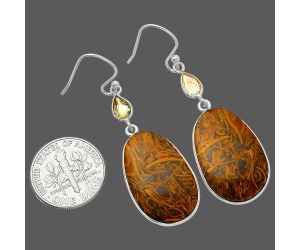 Coquina Fossil Jasper and Citrine Earrings SDE82526 E-1002, 15x23 mm