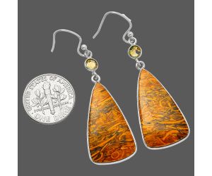 Coquina Fossil Jasper and Citrine Earrings SDE82530 E-1002, 15x27 mm