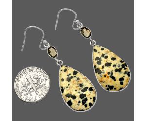 Dalmatian and Smoky Quartz Earrings SDE82548 E-1002, 15x24 mm