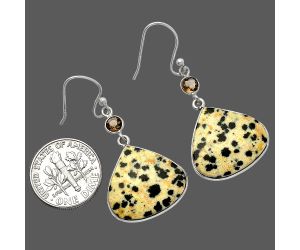 Dalmatian and Smoky Quartz Earrings SDE82550 E-1002, 17x19 mm
