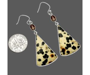 Dalmatian and Smoky Quartz Earrings SDE82562 E-1002, 19x28 mm