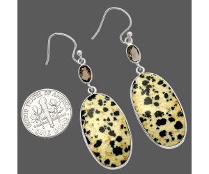 Dalmatian and Smoky Quartz Earrings SDE82579 E-1002, 15x26 mm