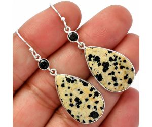 Dalmatian and Black Onyx Earrings SDE82581 E-1002, 15x25 mm