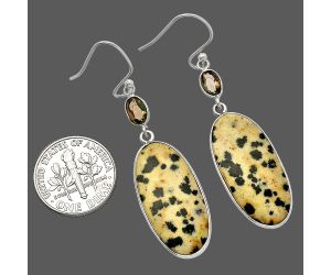 Dalmatian and Smoky Quartz Earrings SDE82584 E-1002, 12x25 mm