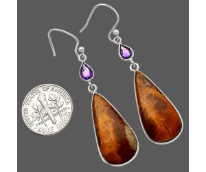 Noreena Jasper and Amethyst Earrings SDE82632 E-1002, 12x25 mm