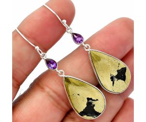 Apache Gold Healer's Gold and Amethyst Earrings SDE82640 E-1002, 14x24 mm