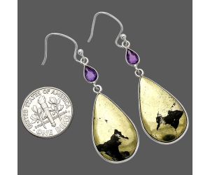 Apache Gold Healer's Gold and Amethyst Earrings SDE82640 E-1002, 14x24 mm