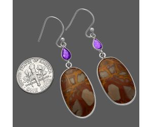Noreena Jasper and Amethyst Earrings SDE82643 E-1002, 14x23 mm