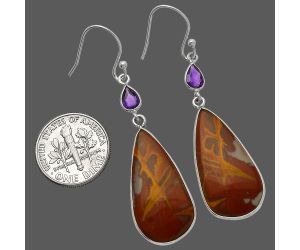 Noreena Jasper and Amethyst Earrings SDE82644 E-1002, 13x26 mm