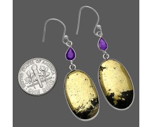 Apache Gold Healer's Gold and Amethyst Earrings SDE82649 E-1002, 13x23 mm