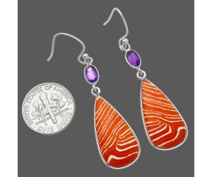 Sardonyx & Amethyst Earrings Jewelry SDE82669 E-1002, 12x24 mm