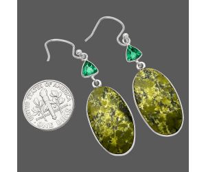 Serpentine and Green Tourmaline Earrings SDE82691 E-1002, 13x24 mm