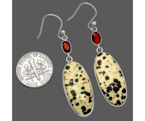 Dalmatian and Garnet Earrings SDE82698 E-1002, 12x26 mm