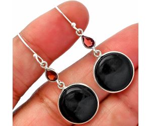 Black Onyx and Garnet Earrings SDE82881 E-1002, 15x15 mm