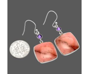 Guava Quartz and Amethyst Earrings SDE83057 E-1002, 18x18 mm
