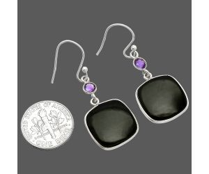 Black Onyx and Amethyst Earrings SDE83122 E-1002, 15x15 mm