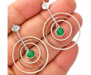 Two Tone Dangle - Green Onyx Earrings SDE83207 E-1244, 6x6 mm