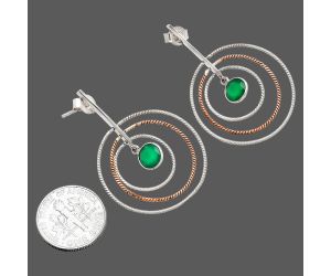 Two Tone Dangle - Green Onyx Earrings SDE83209 E-1244, 6x6 mm