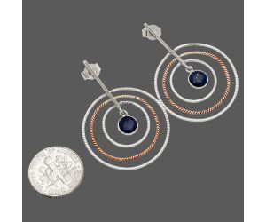 Two Tone Dangle - Lapis Lazuli Earrings SDE83212 E-1244, 6x6 mm