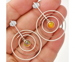 Two Tone Dangle - Ethiopian Opal Earrings SDE83222 E-1244, 6x6 mm