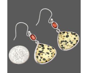 Dalmatian and Garnet Earrings SDE83238 E-1002, 17x18 mm