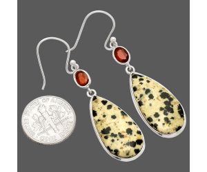 Dalmatian and Garnet Earrings SDE83241 E-1002, 12x24 mm