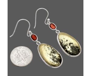 Apache Gold Healer's Gold and Garnet Earrings SDE83242 E-1002, 12x23 mm