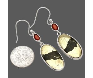 Apache Gold Healer's Gold and Garnet Earrings SDE83243 E-1002, 12x22 mm